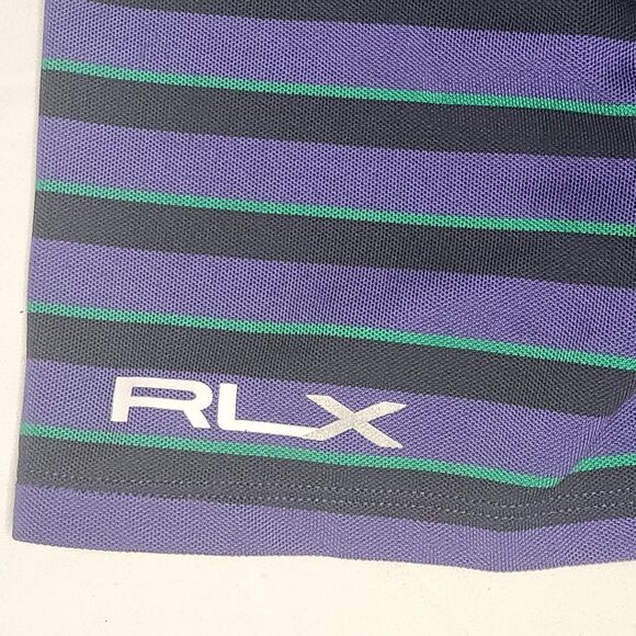 Ralph Lauren RLX Mens XL Atlanta Athletic Club Striped Polo Purple Green Black - Picture 5 of 12